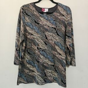 Jennifer Moore Multicolor Abstract Wave Print Tunic - Blue, Pink, Cream, Black